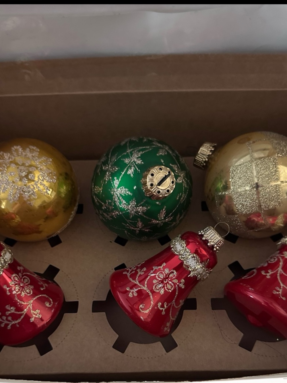 Box of 6 west Germany ornaments